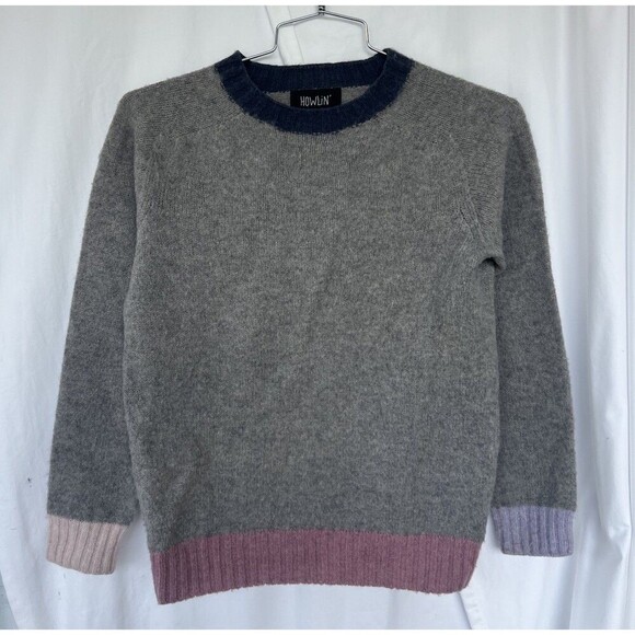 Howlin' Behind The Light Contrast Crew Knit Wool Sweater Made In Scotland Small - Picture 2 of 8